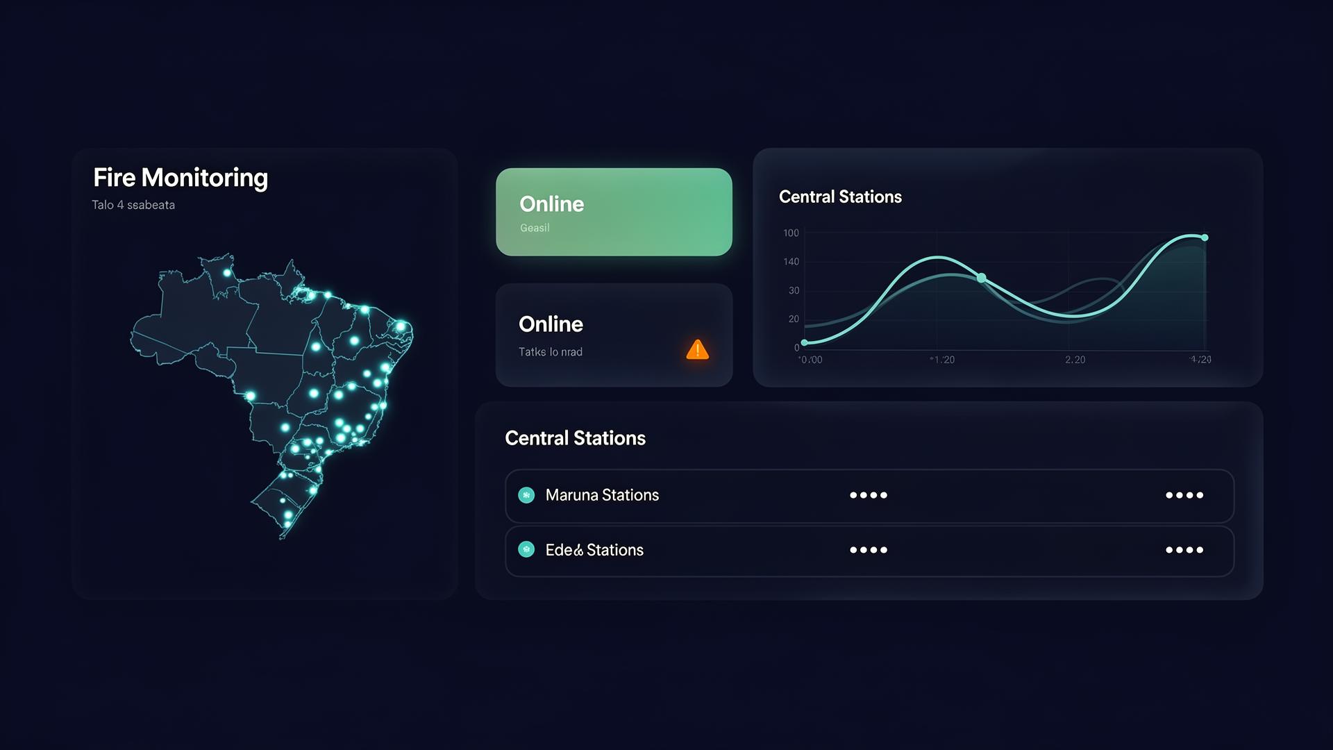 Dashboard de monitoramento de incêndio AMG Brasil em tempo real